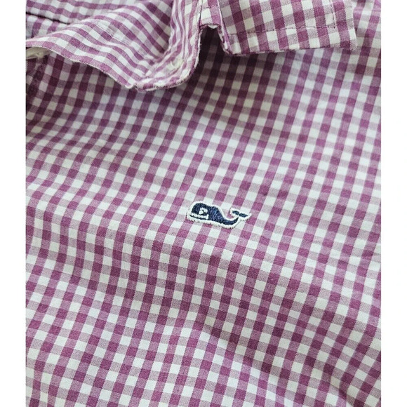 Vineyard Vines Women's Purple Gingham Shirt 1/2 Button Front Collared Size 2 - Picture 5 of 12